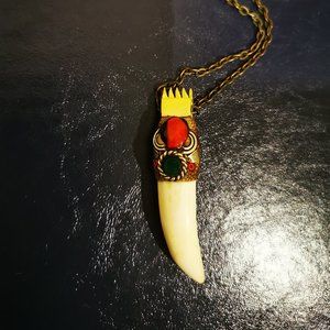 Unique hand crafted mixed reptile art piece necklace pendant